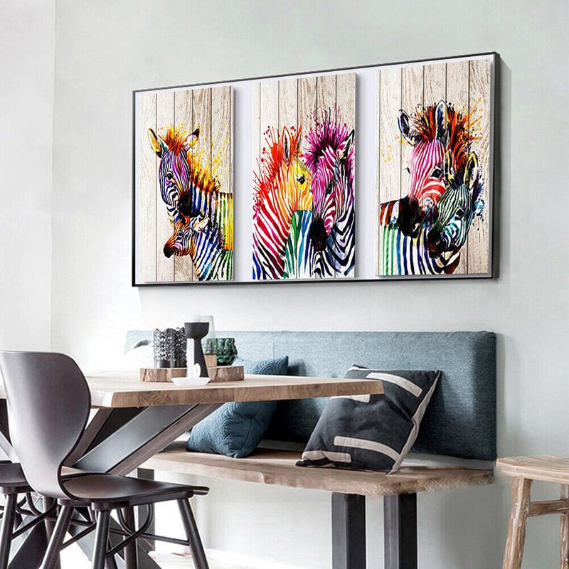3 Zebra Oil Paint By Numbers Canvas Drawing DIY Coloring Pictures Color Panels
