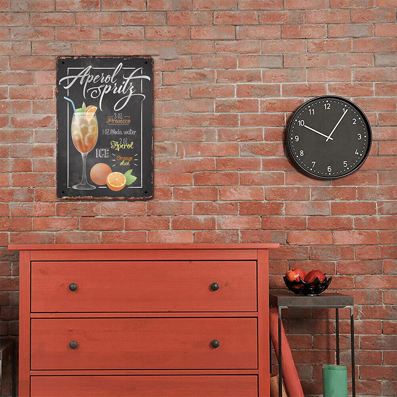 Retro Orange Cocktail Metal Plate Painting for Bar Pub Tin Plaque Wall Sign
