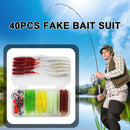 40pcs Soft Fishing Lure Kit Jig Head Hook Bait with Tackle Box (Style A)