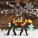 Wooden Ornaments Hollow Multi-Layer Animal Scene Display with Light (Deer) Newly