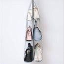 6 Pocket Hanging Handbag Organizer Wall Closet Clear Storage Bag (Gray) Newly