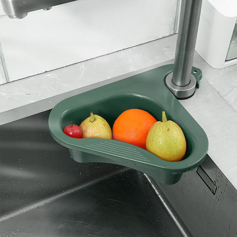 Colander Sink Strainer/Kitchen Sink Shelf/Faucet Drain Rack Holder (Green) Newly