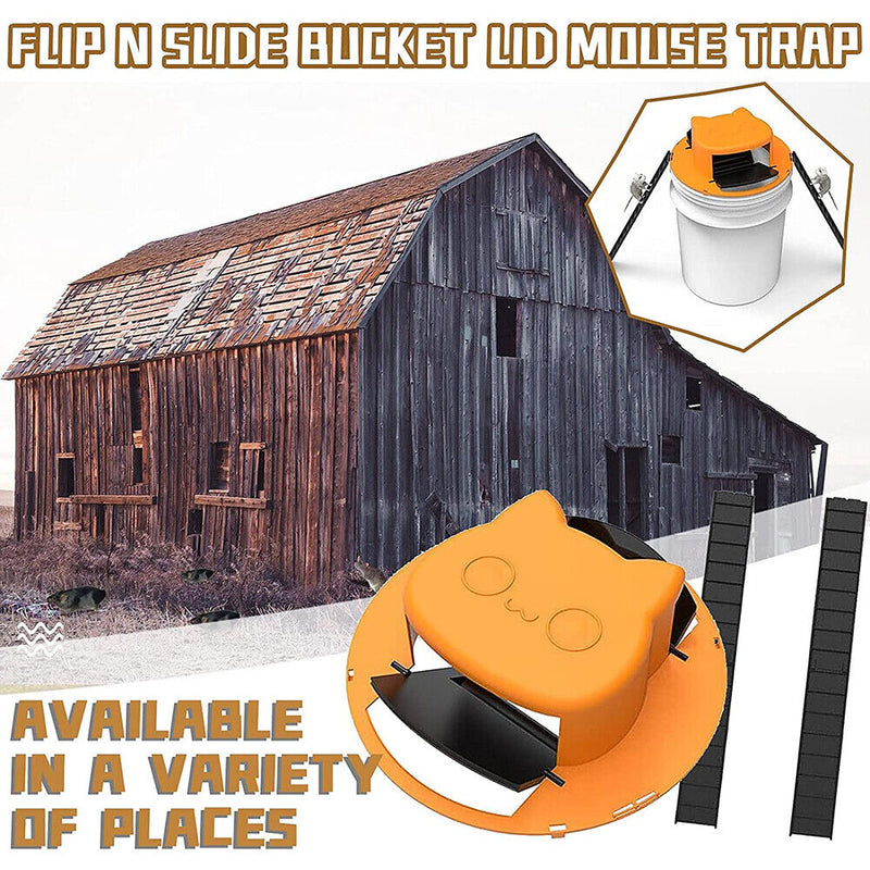 Cat Head Smart Mouse Rat Trap Flip N Slide Bucket Lid Door Mousetrap (2pcs)