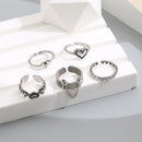 Women Girls Hollow Out Ring Hand Decoration Heart Shape Open Ring Adjustable