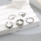 Women Girls Hollow Out Ring Hand Decoration Heart Shape Open Ring Adjustable