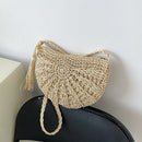 Korean Straw Crossbody Bags Woven Women Summer Beach Vacation Shoulder Handbags