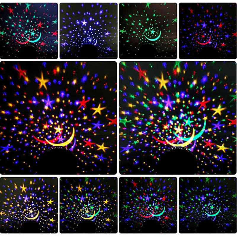 LED Rotating Night Lights Starry Sky Projection Lamp for Bedroom (Black)