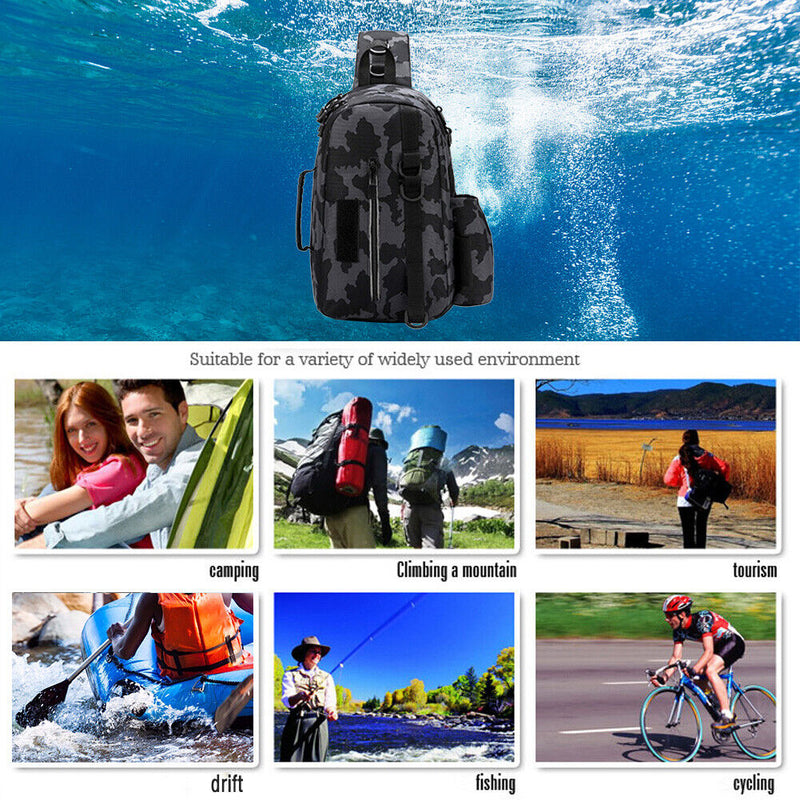 Waterproof Bag Outdoor Shoulder Fishing Tackle Backpack (Grey Camouflage)