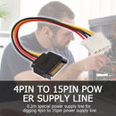 SATA 15-Pin Male to Molex 4-Pin Female Power Adapter Cable for PCe Riser 0.2m
