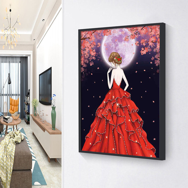 Special Shaped Ornaments Red Dress Girl Mosaic Kit DIY 5D Art Diamond Painting