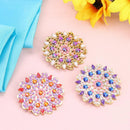 3pcs DIY Flower Full Drill Diamond Pin Brooch Women Elegant Jacket Sweater Badge