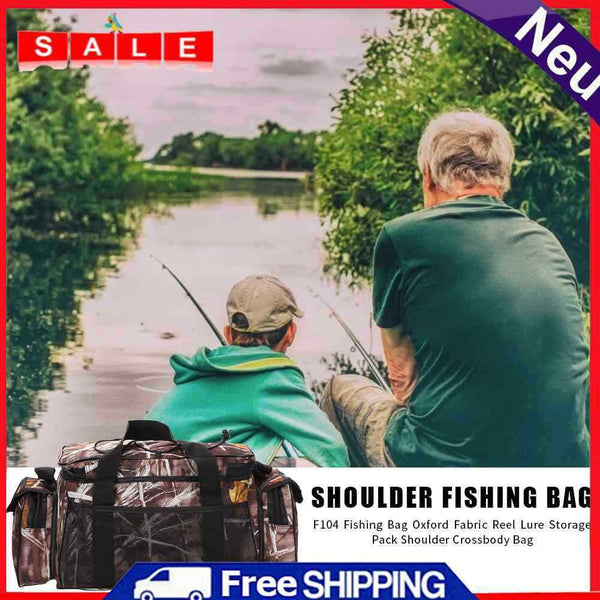 F104 Oxford Fabric Fishing Bag for Fishing Rolls Bait Shoulder Shoulder Shoulder Bag