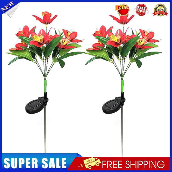 7 Head Solar LED Orchid Light Outdoor Waterproof Flowers Garden Stake Fence
