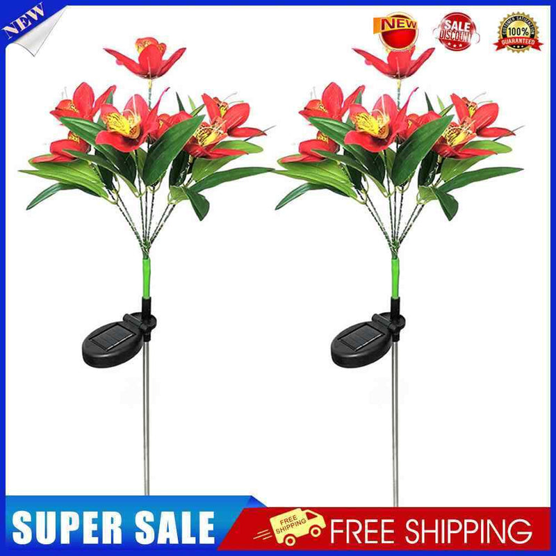 7 Head Solar LED Orchid Light Outdoor Waterproof Flowers Garden Stake Fence