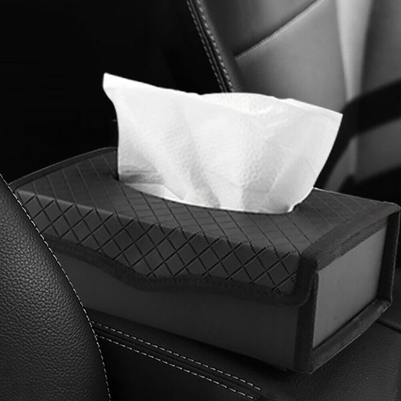 Car Tissue Box Large-capacity Auto Paper Towels Holder PU Leather for Office