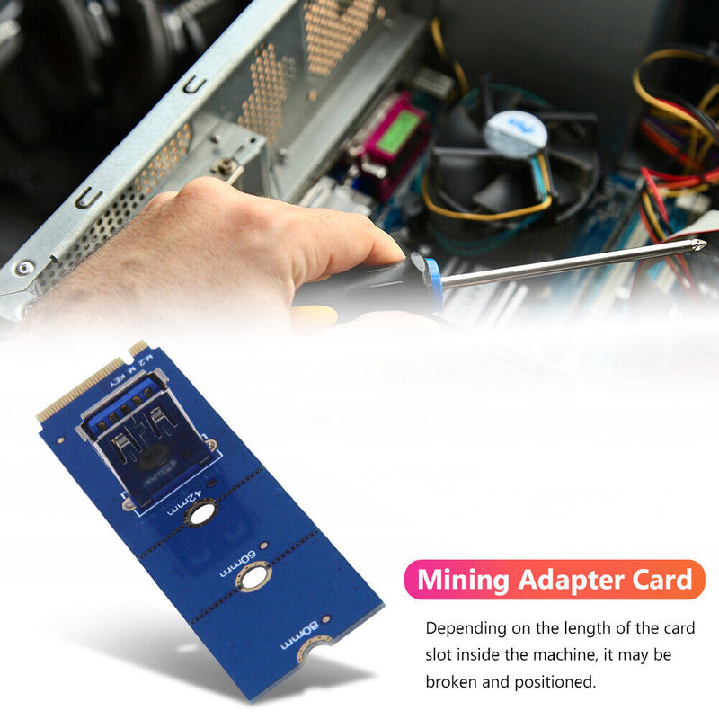 M.2 to USB 3.0 Adapter M2 M Key to USB 3.0 Female for Mining PCIe X4 Riser Card