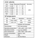 LCD Backlight Display 0-30m/s Digital Anemometer Wind Speed Meter -10 ~ 45C
