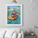 5D DIY Full Drill Diamond Painting Fishing Man Cross Stitch Embroidery Mosaic