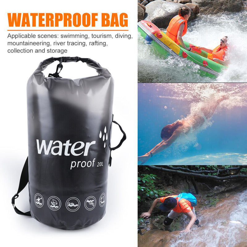 PVC Bags 20L Trekking Drifting Waterproof Storage Pouch (Translucent Black)
