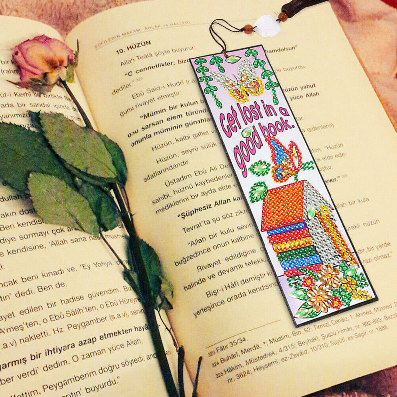 DIY Special Shaped Diamond Painting House Leather Bookmark Tassel Marker Newly