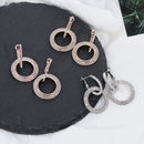 Geometric Rhinestone Hoop Dangle Flicker Bright Earrings Double Round Circle