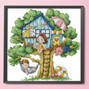 Partial Embroidery 14CT DIY Tree House Printed Cross Stitch Kit Needlework