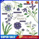 Partial Embroidery Blue Flower Cross Stitch Kits 14CT Stamped DIY Canvas Crafts