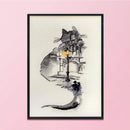 Partial Embroidery 14CT DIY Ink Cat Building Counted Cross Stitch Kit Art Newly
