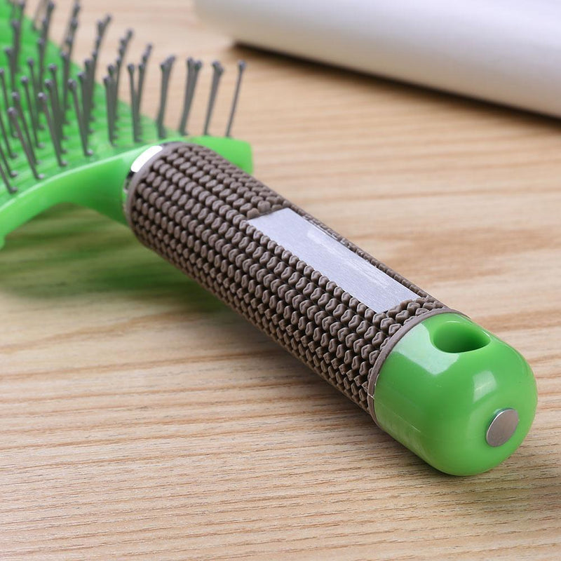 Pro Anti-Static Scalp Massager Hair Brush Curved Row Hairstyle Comb (Green)