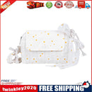 Women Canvas Shoulder Bag Flower Daisy Pleated Belt Crossbody Flap Handbags