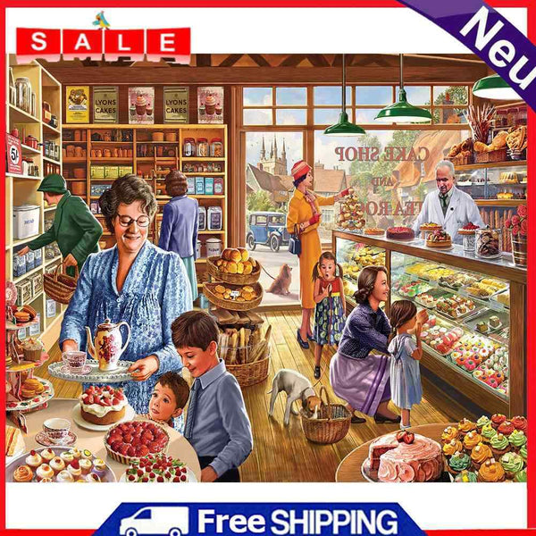 Hand Painted on Canvas DIY Dessert Market Oil Paint By Numbers Drawing Kit Craft