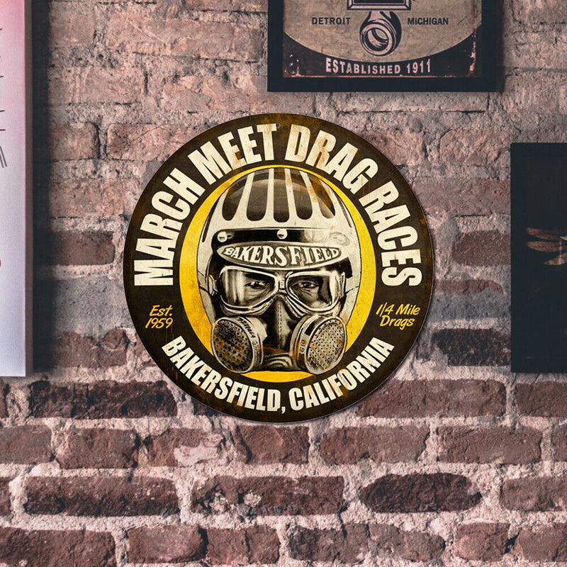 March Races Round Retro Metal Plate Tin Sign Plate Iron Painting Accessories