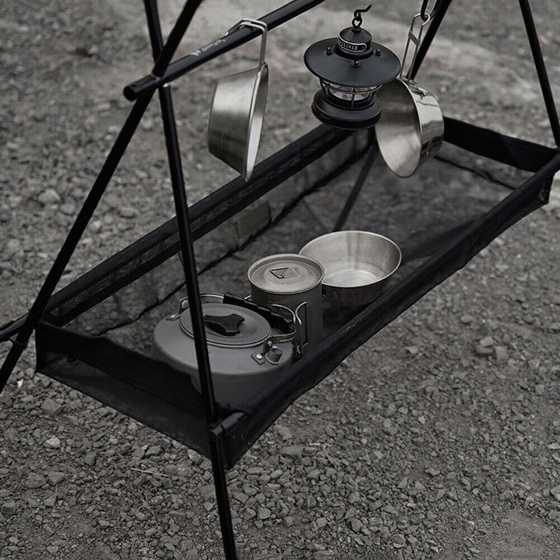 #A ShineTrip Camping Hanging Rack Tripod Pot Pan Hanger Stand for Outdoor Picnic