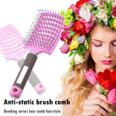 Plastic Nylon Anti-Static Hair Brush Curved Row Scalp Massager Comb (Pink) Newly