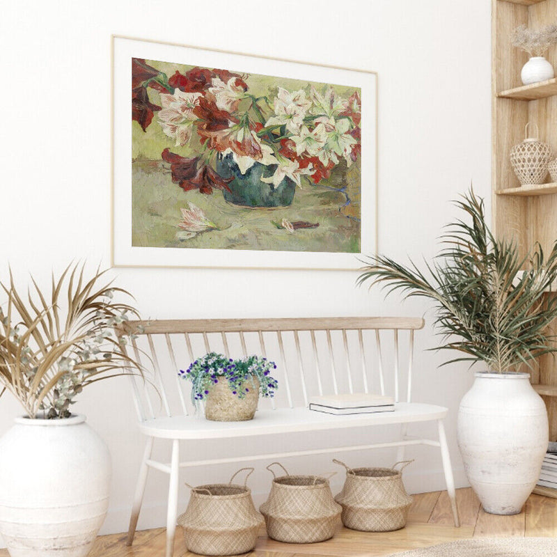 Lily Flower Oil Canvas Picture DIY Paint By Numbers Kit Hand Painted Home Decor