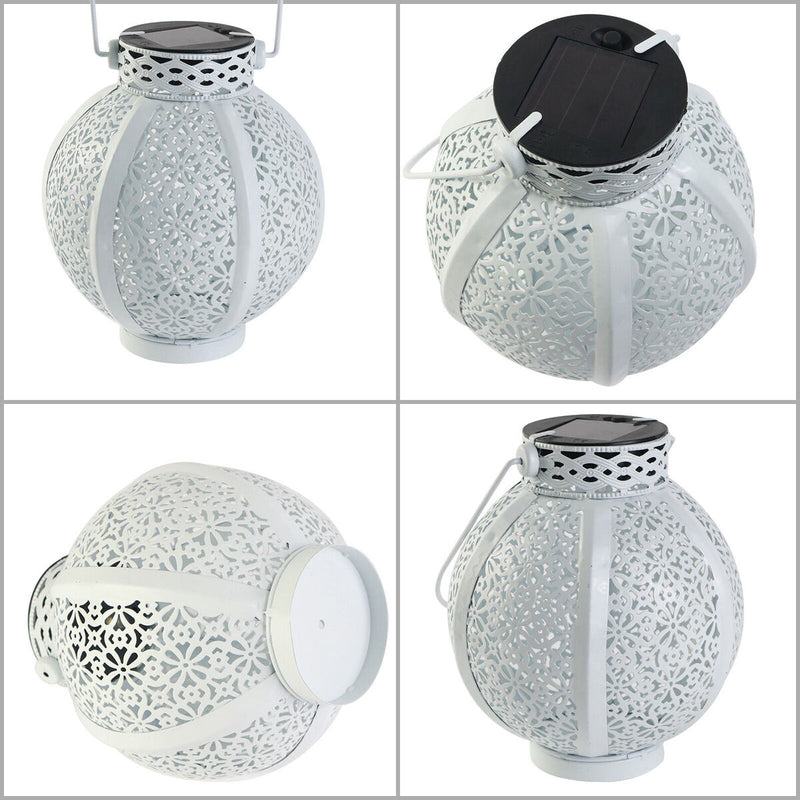 Hollowed Solar Lanterns - Outdoor Hanging Wrought Iron Landscape Lights (B)