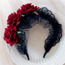 Bridal Headpiece Red Rose Crown Hair Wreath Wedding Garland Halloween Headbands