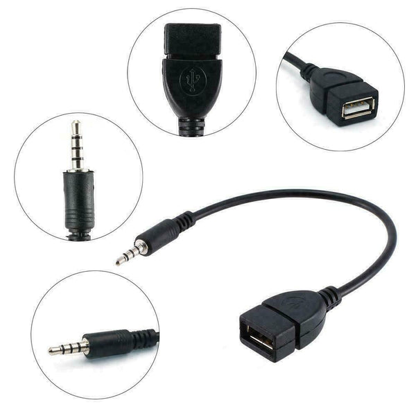 3.5mm Male Audio AUX Jack to USB 2.0 Type A Female Adap OTG A4M2 Converter P7P9