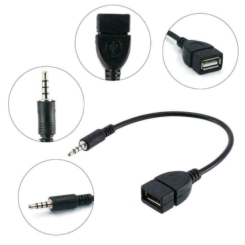 3.5mm Male Audio AUX Jack to USB 2.0 Type A Female Adap OTG A4M2 Converter P7P9