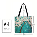 LI Q P R Shopping Bag, Motif: Tree Oil Painting, Printed, Casual, Large