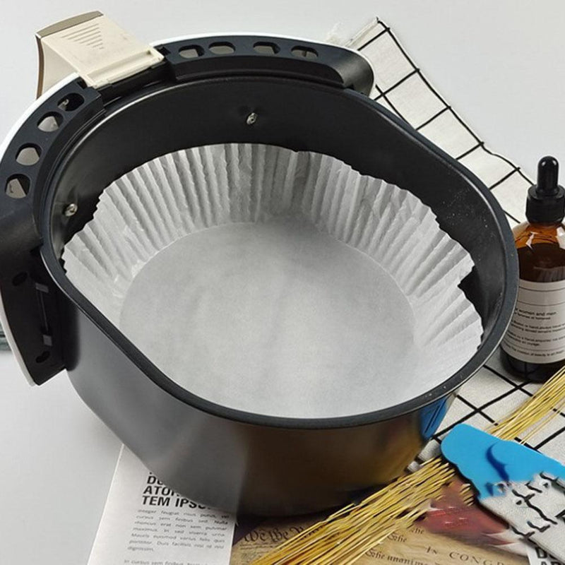 50pcs Air Fryer Liner Mat Wood Pulp Steamer Paper Oven Baking Mats (White)