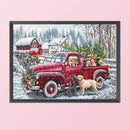 Full Embroidery Cross Stitch Kit Red Car Counted 11CT DIY Needlework Wall Decor