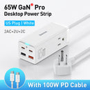 Baseus 65W GaN3 Pro Desktop Charger Power Strip Charging Station (White) Newly