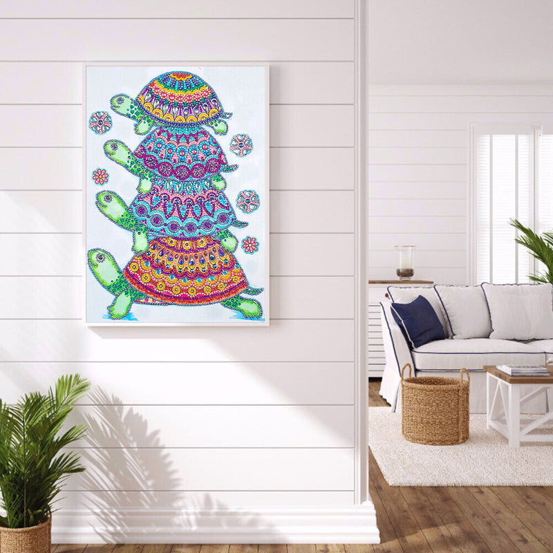 Partial Special Diamond Painting DIY Kit 4 Green Turtles Rhinestone Picture