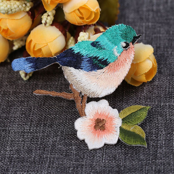Women Craft Motif Flower Sew/Iron on Applique Patch Sewing Embroidered Birds