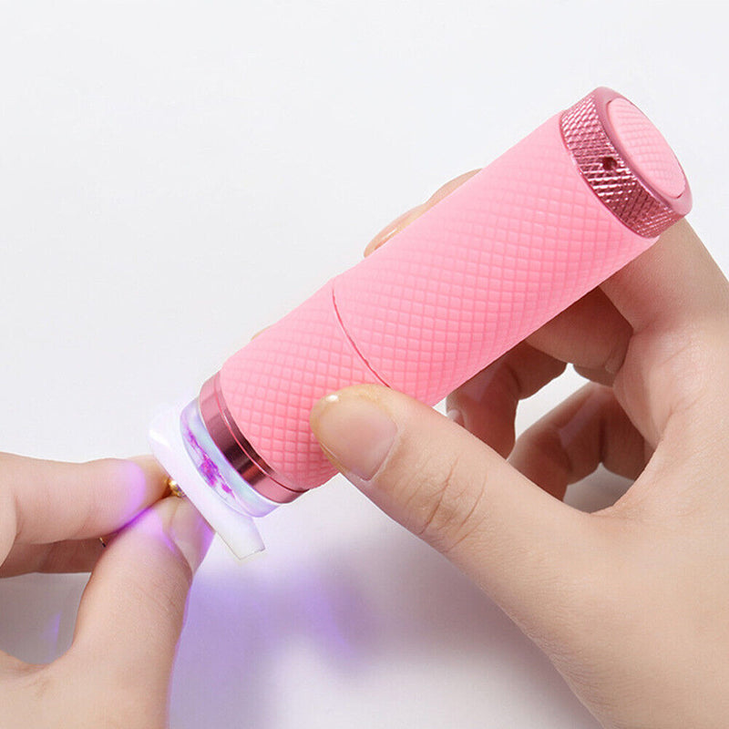 Mini UV 9 LED Light Nail Dryer Machine Flashlight Torch for Gel Nails Pink Newly