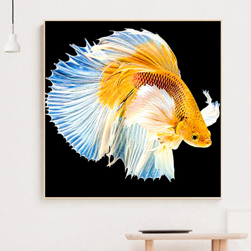 DIY Diamond Goldfish Full Round Drill Mosaic Wall Art Picture of Rhinestone