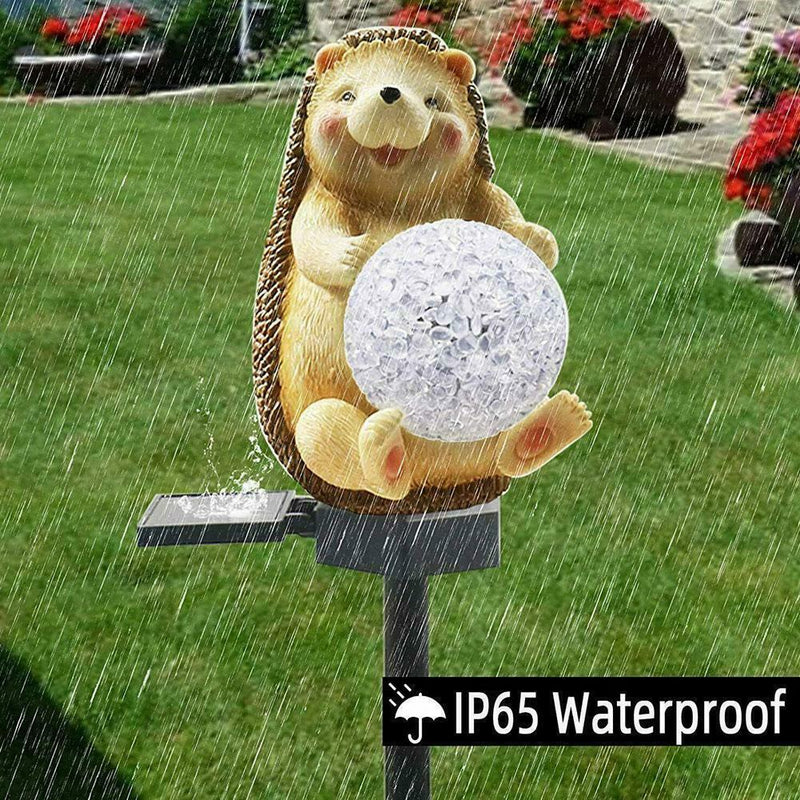 Solar Powered Garden LED Lights Hedgehog Animal Lawn Waterproof Ornament E0O1