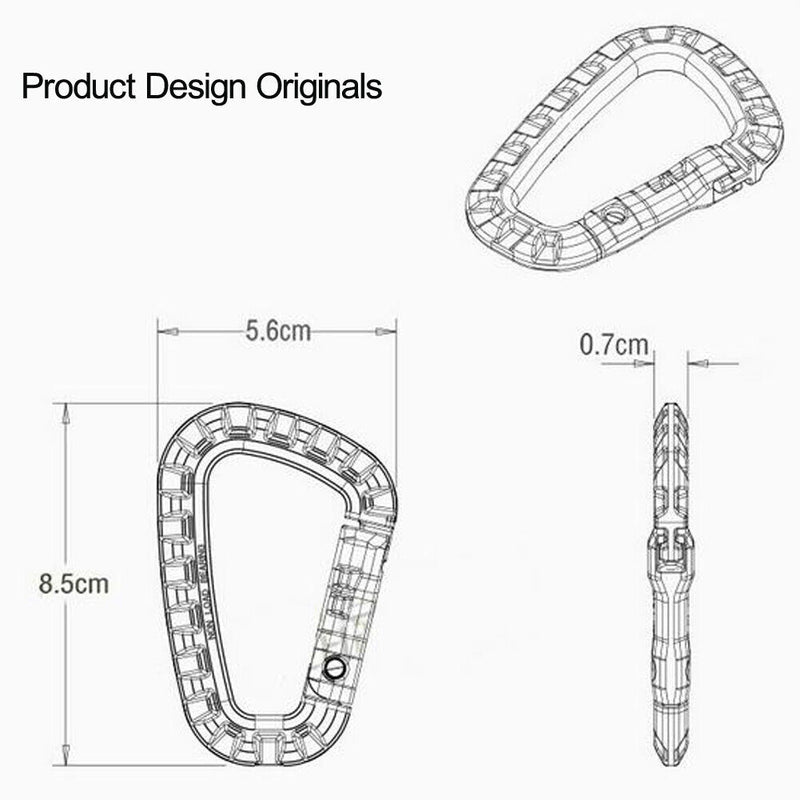 5 Pcs Plastic Carabiner D-Ring Key Chain Clip Hook Camping Buckle Accessories