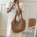 Women Hand Woven Large Shoulder Shopping Bag Bohemian Straw Beach Tote Handbags